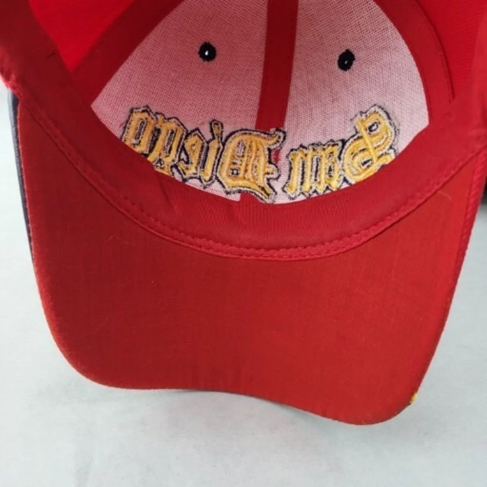 San Diego SD California Hat Strap Back Red Gold Cap Best Vina